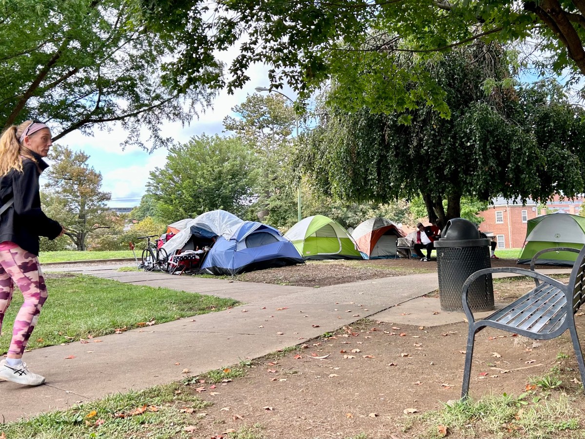Charlottesville’s Market Street Park is now the site of a homeless encampment