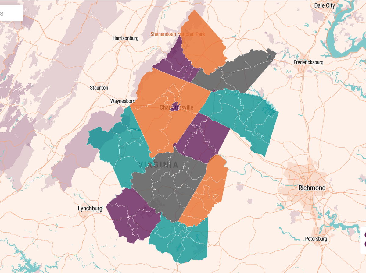 A colorful map with a box to enter your address