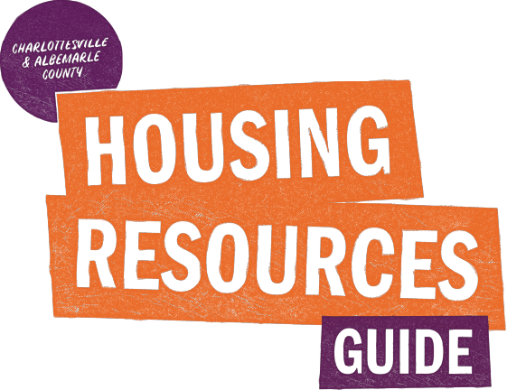A purple and orange logo that reads "Charlottesville & Albemarle County Housing Resources Guide"
